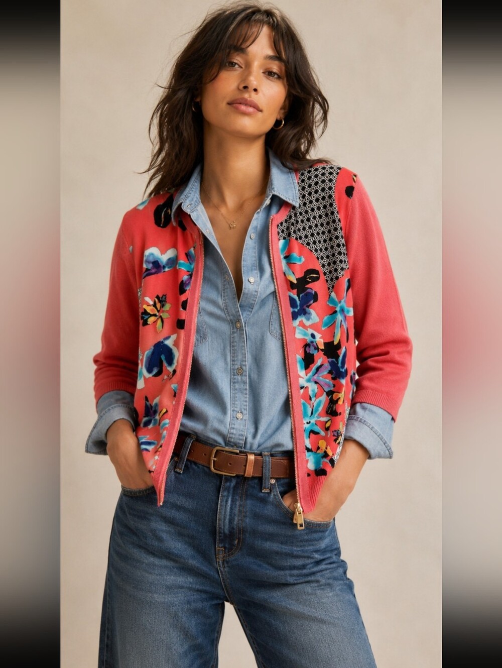 VINTAGE CARLISLE SILK FLORAL CARDIGAN LIGHTWEIGHT SIZE MED NWOT RETAIL $288